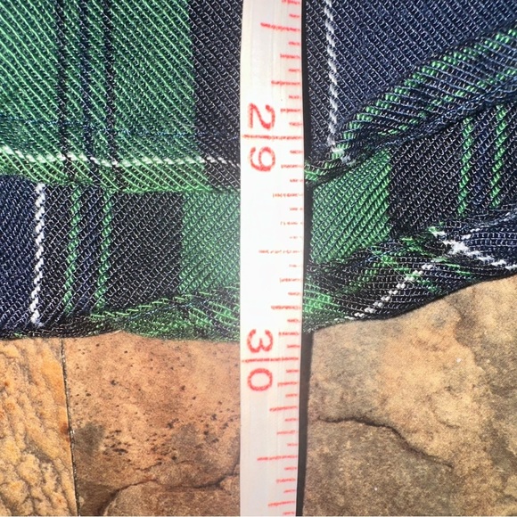 Under Armour Loose Cold Gear Button Green Blue Plaid Flannel Shirt Patched Elbow - Picture 6 of 6